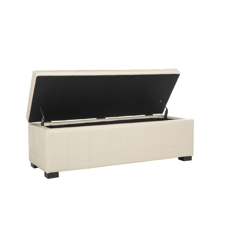 Kenlea Faux Leather Upholstered Storage Bench, Off-White