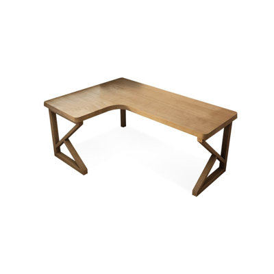 Brown L-Shaped Solid Wood Desks
