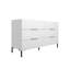 Commode moderne scandinave à 6 tiroirs, blanche, 55,1 x 31,9 x 17,3 pouces | Panneau de particules 100% enduit de mélamine | Conception à fixation murale | Solution de rangement élégante et fonctionnelle pour les maisons contemporaines-1140470581