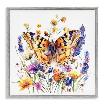 Garden Flowers & Butterfly Giclee Art by LSR Design Studio
