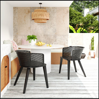 Ensemble de 2 chaises de salle à manger d'extérieur Milan, de conception ergonomique et résistante aux intempéries pour le confort du patio et du jardin