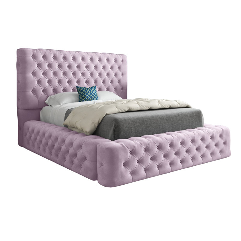 Aldon Upholstered Bed, Pink, Double (4'6)