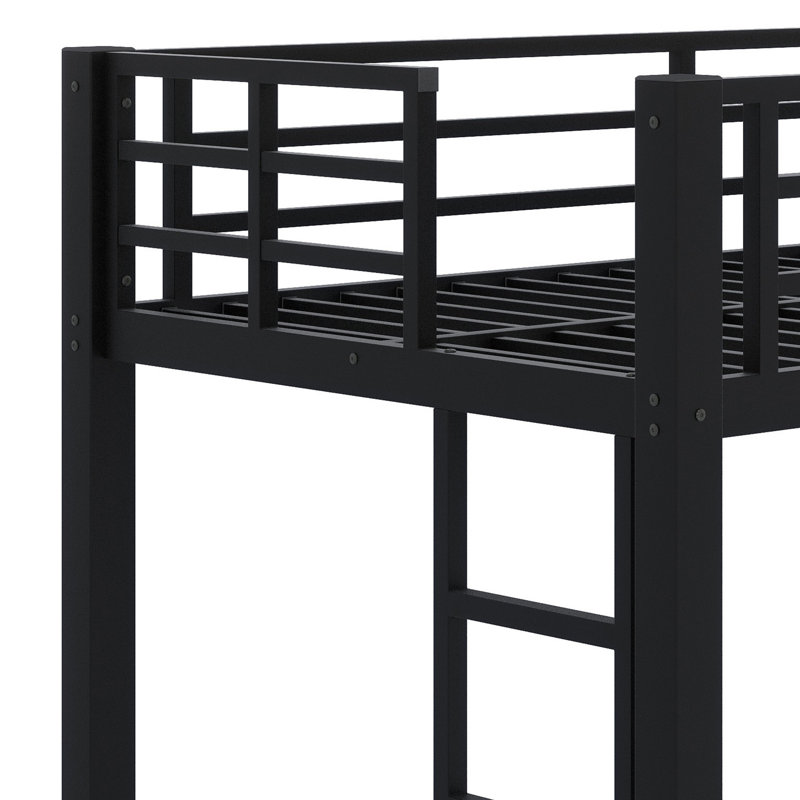 Lit mezzanine en métal avec garde-corps et échelle sécurisés