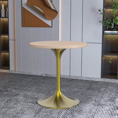 Heatherton 36" Round Dining Table with MDF Top and Gold Stainless Steel Pedestal Base Kitchen Table Seats 2-4 Person
