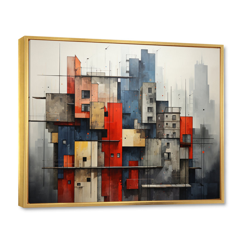 Abstract Architectures III - Reproduction, Cadre flottant doré, H 16 po x l 32 po x P 1 po