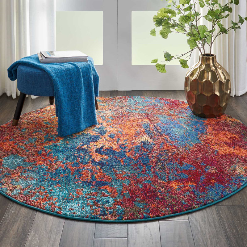 Velva Abstract Indoor Rug, Round 5'3"