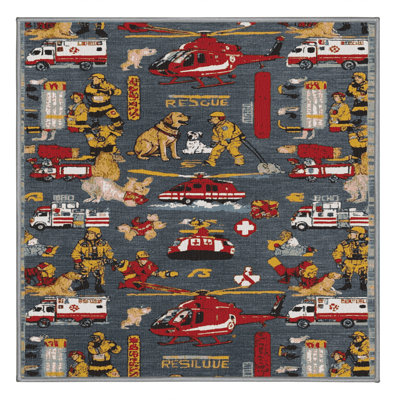 Machine Washable Transportation Gray Area Rug