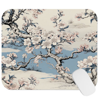 Asian Chionoiserie Pattern III Asian Gaming Cute Office Laptop Desk Pad Gift Mat Square Rectangle Non-Slip Mousepad