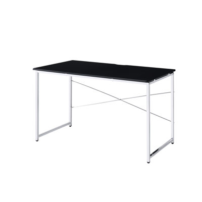 Contemporary Desk With Stable Sled Base And Organizer Shelf Sleek Rectangular Office In Black Storage Compartments