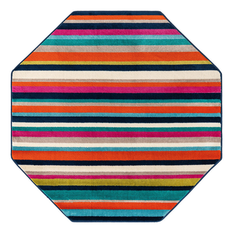 Analiese Striped Indoor Rug, Octagon 5'3" x 5'3"