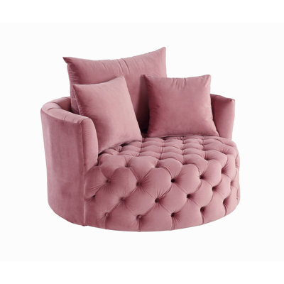 Pink Velvet Accent Chair W/Swivel