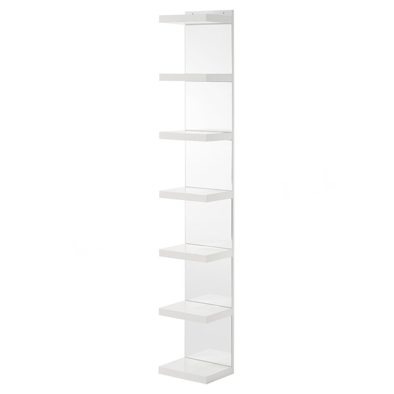 1Pc Glam Open Shelving Rack With Mirrored Back