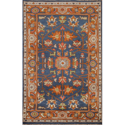 Tapis bleu traditionnel indien 3x5