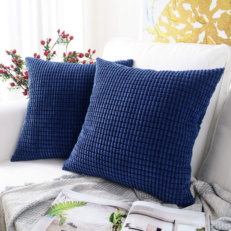 Set of 2 Throw Pillow Covers Only– 20"x20" Decorative Throw Pillow Covers, 20"x20", Navy