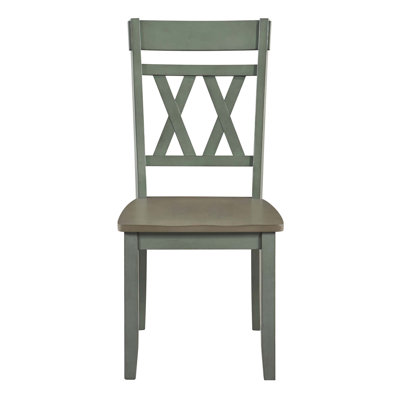 Ensemble de chaises d'appoint de conception moderne 2 pièces avec structure en bois robuste, dossier en X classique et finition bicolore pour une salle à manger contemporaine