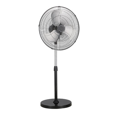 18" Industrial Pedestal Fan - Heavy Duty High Velocity Oscillating Standing Floor Fan with Adjustable Height (43.1-53.7") & 3 Speeds for Home, Garage & Workshop