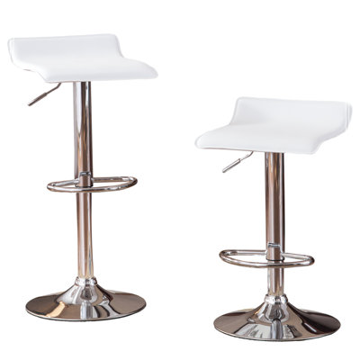  Contemporary Chrome Air Lift Adjustable Swivel Stools with Seat, Set of 2  15"W x 15"D x (28-34)"H each