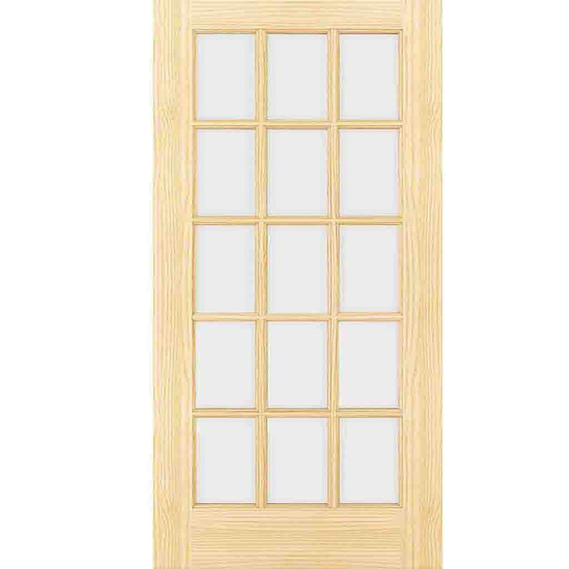 Porte française en verre transparent 15-Lite, 36 po x 80 po, Inachevé