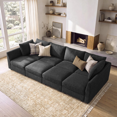 Tremee U Shaped Modular Sleeper Sofa Sectional Sofa With Storage Dark Grey
