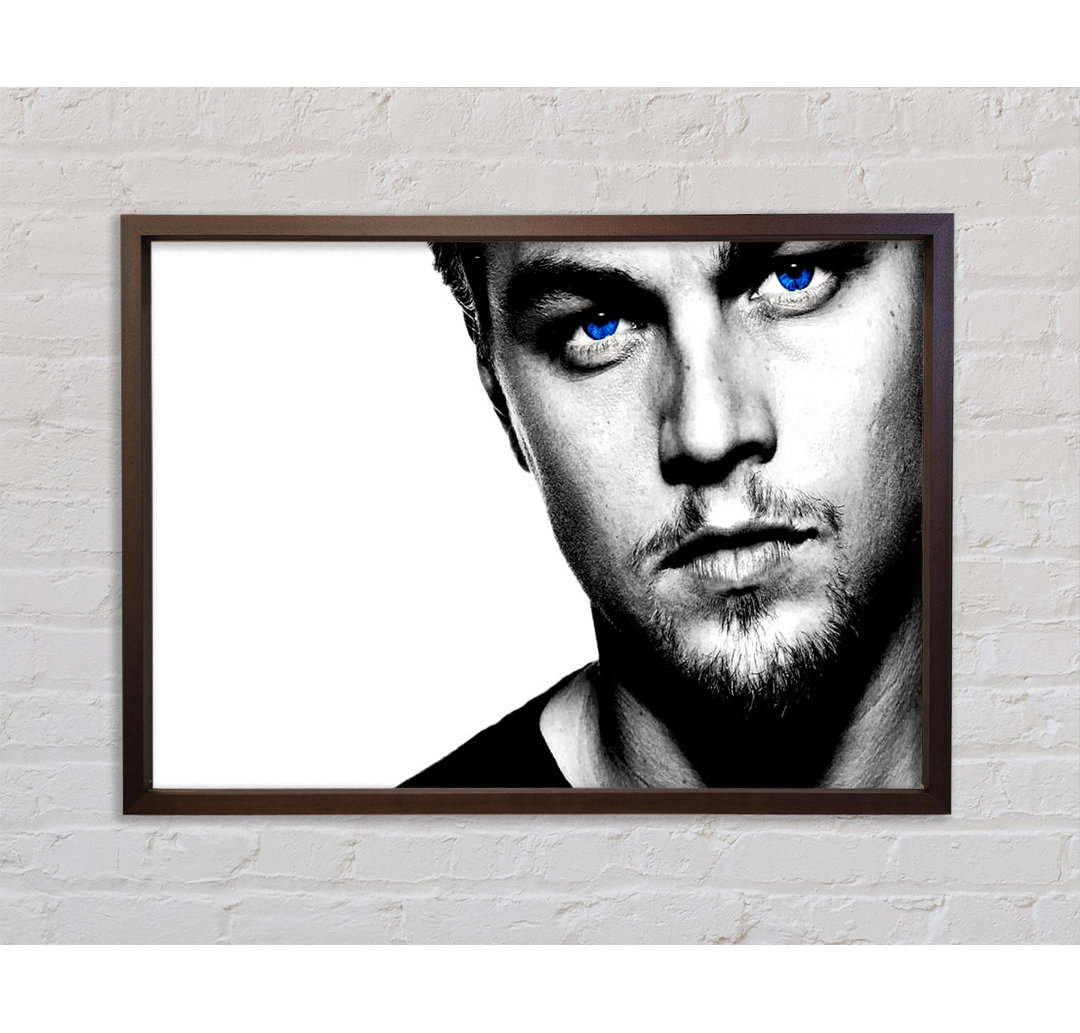 Leonardo Dicaprio Blue Eyes B N W - Einzelbildrahmen Kunstdrucke auf Leinwand