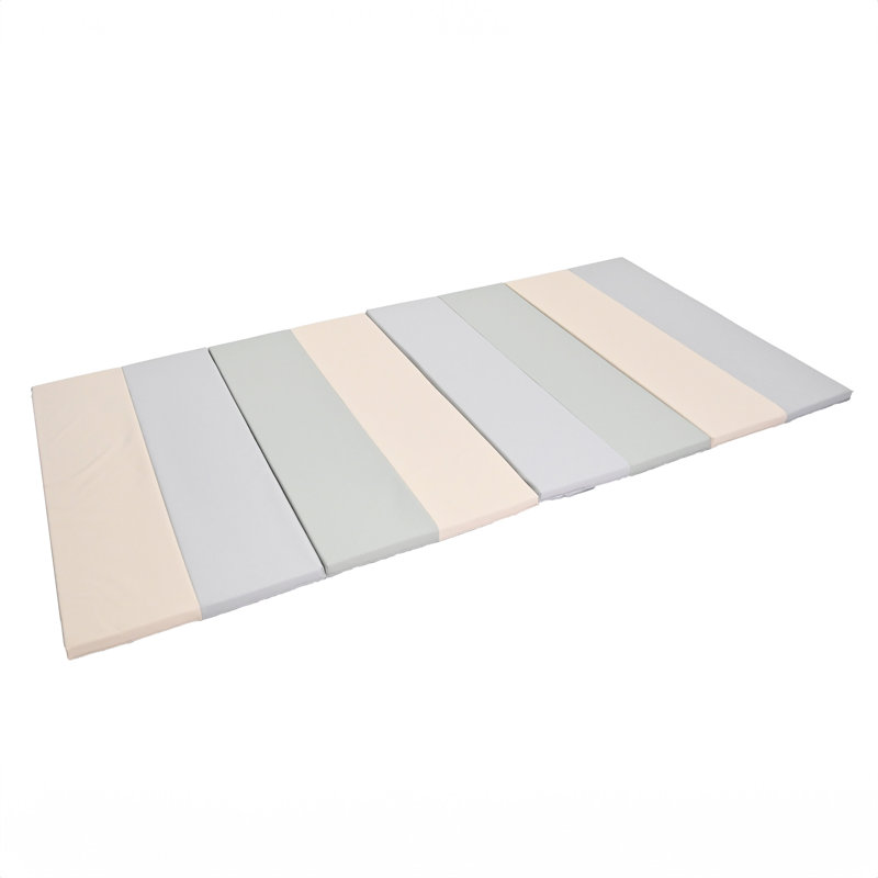 Tapis de gymnastique pliable 4 pi x 6 pi - Éléments, Bleu / Brun clair / Vert