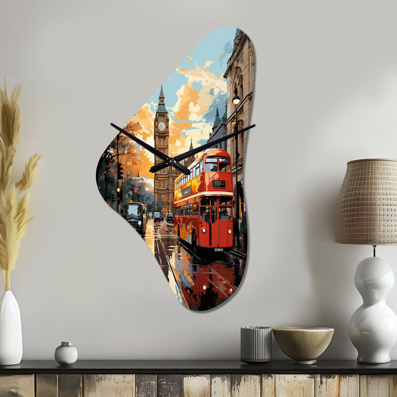 Keitaro - Boomerang Shape Unique London Wall Clock, Medium