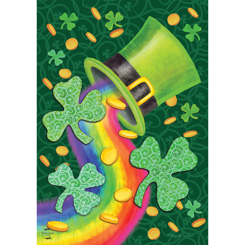 Drapeau St. Patrick's Luck House, Vert / noir / orange / rouge / bleu