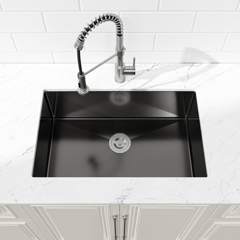 304 Stainless Steel Handmade Kitchen Sink 30" X 19" - Black Undermount Workstation With Stain- Surface For Superior Function