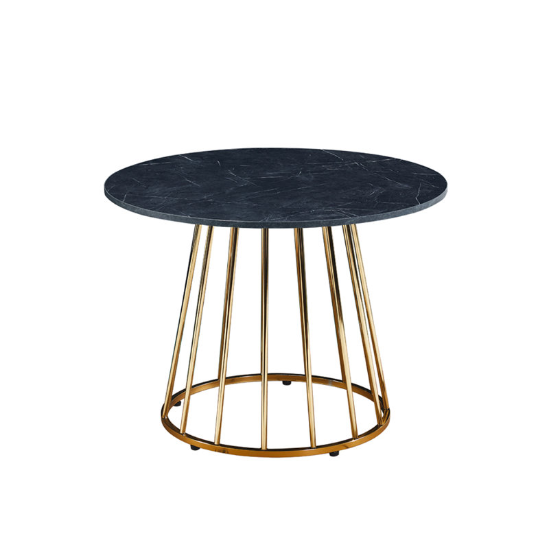 Veniaminof Round Metal Base Dining Table, Black