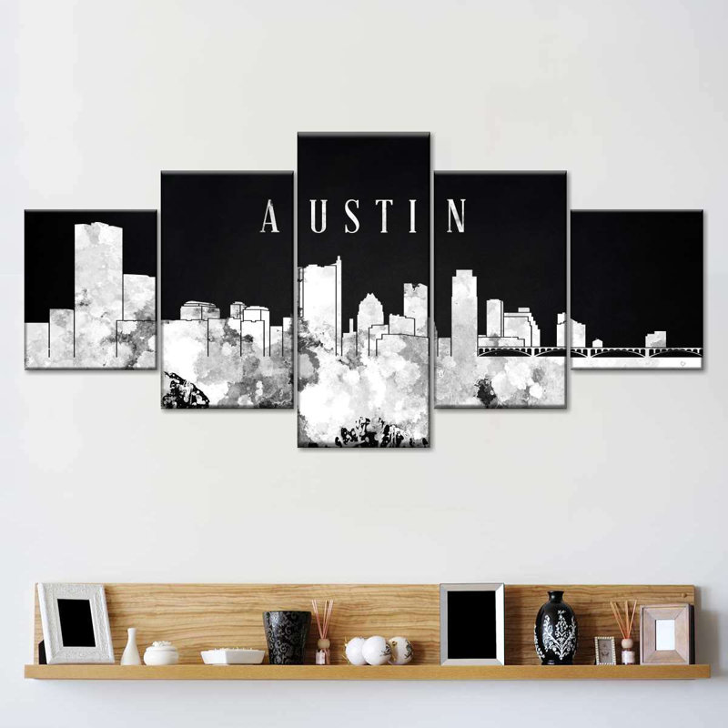 Austin Skyline BW Multi Piece Canvas Print, H 68 po x l 30 po x P 1,25 po