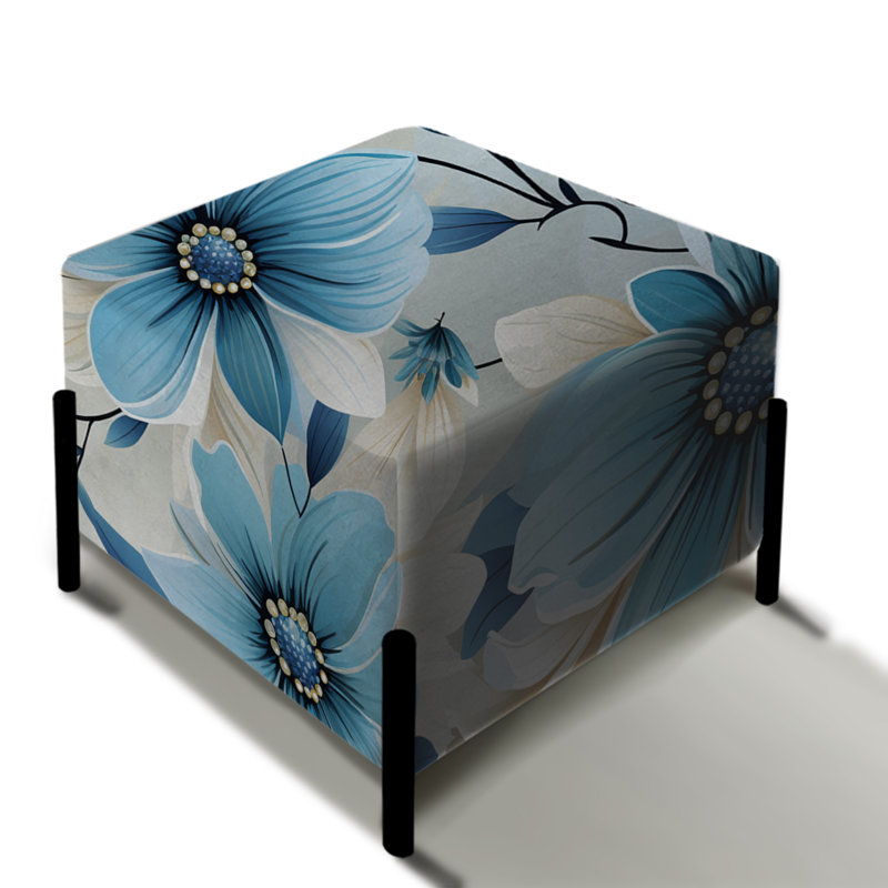 Motif floral Blue Coastal Harmony - repose-pieds carré floral