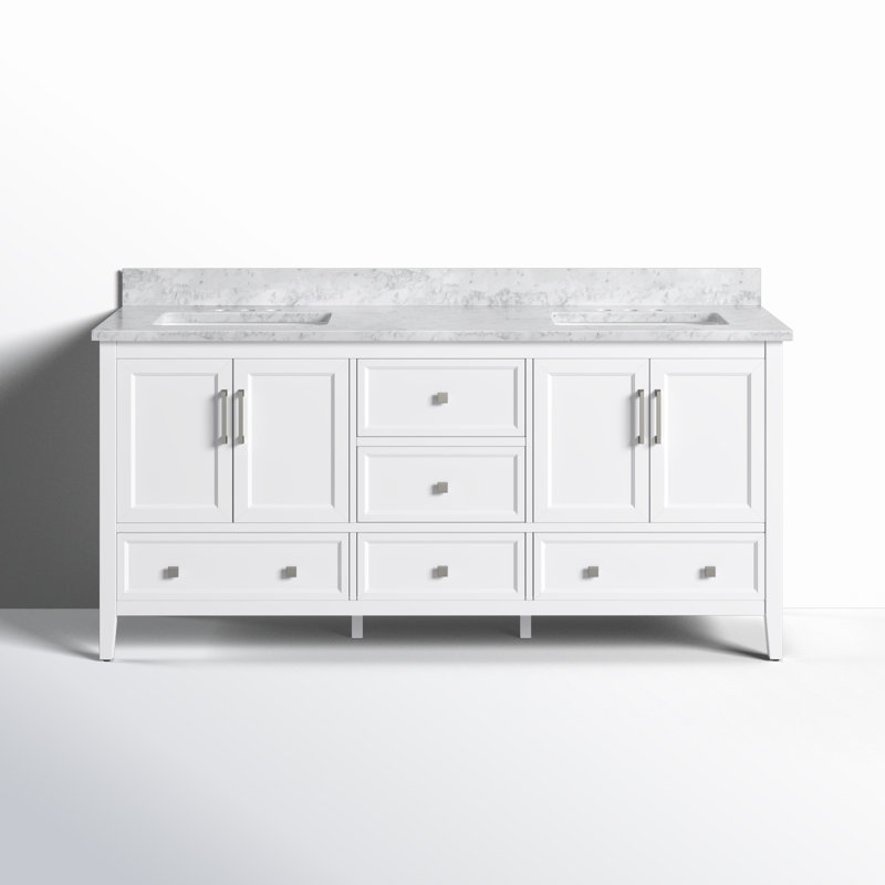 Everette 73'' W Double Vanity, White