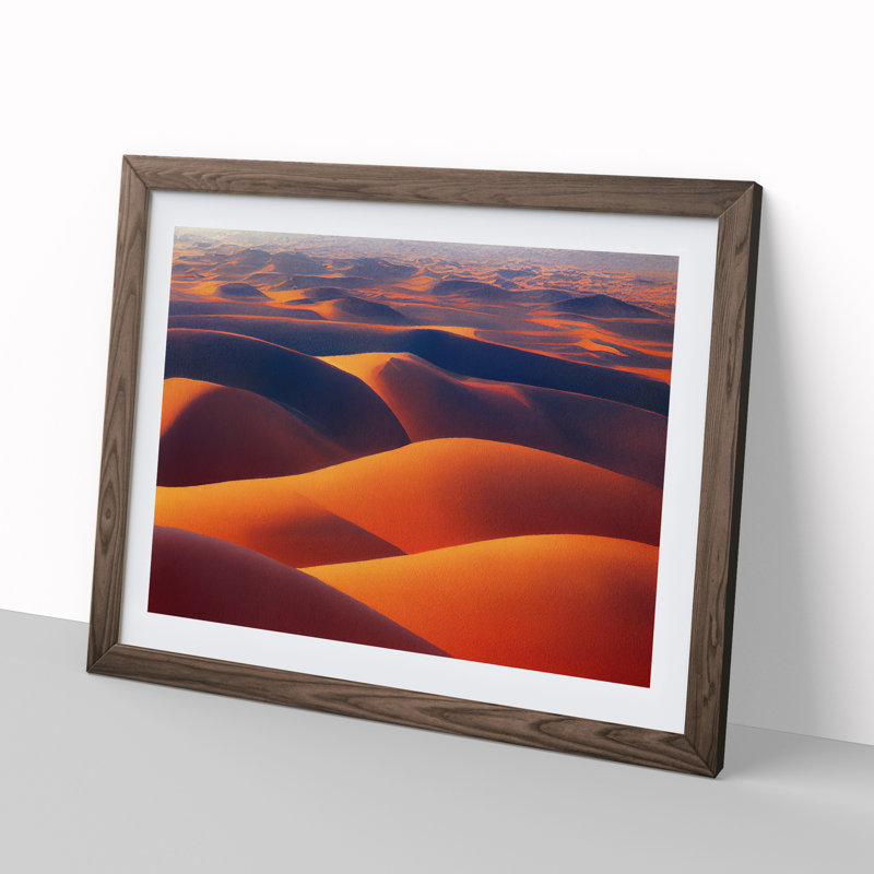 Watercolour Desert Vol.3 - Single Picture Frame Print, 46cm H x 64cm W x 2cm D, Walnut