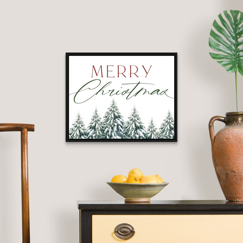 Arbre de Noël joyeux Noël-impression d’art textuel sur toile, H 18 po x l 22 po x P 1,75 po, Cadre noir