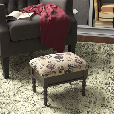 Farmington 39cm Wide Rectangle Floral Footstool Ottoman with Storage