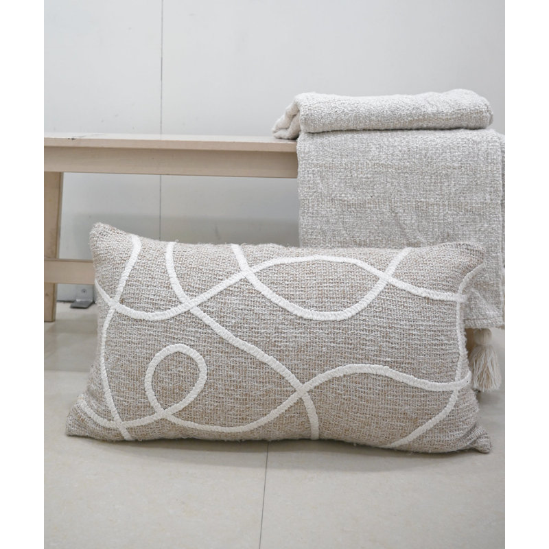 Vibhsa Linden Street Handwoven & Machine Embroidered Decorative Pillow, 14" x 24"