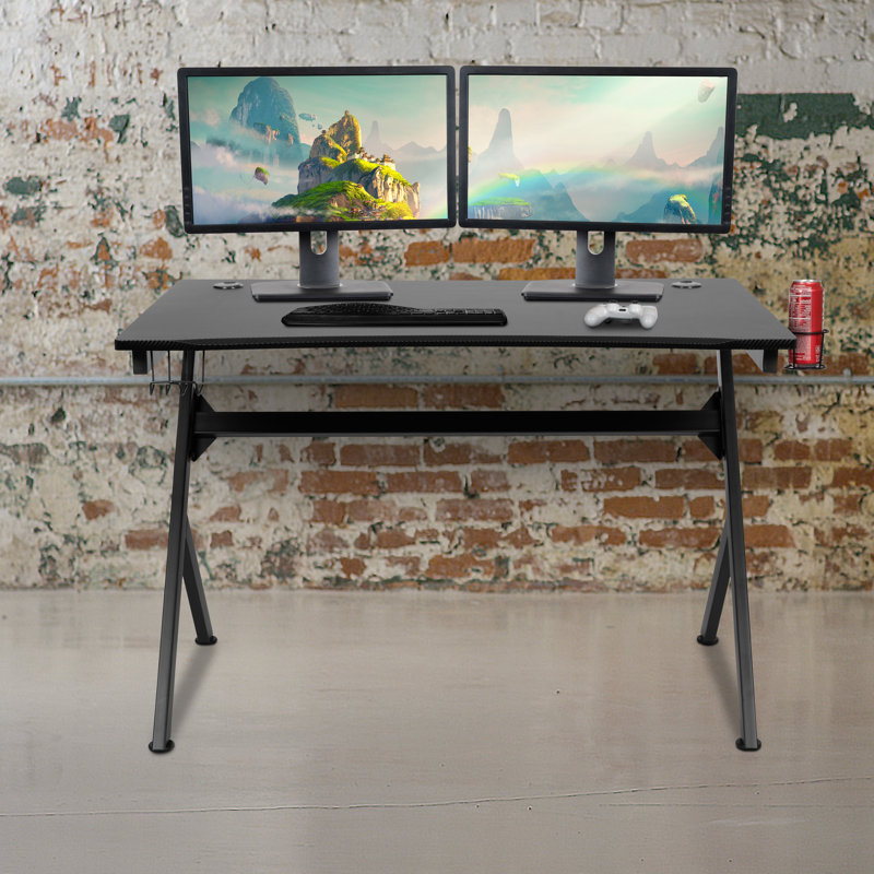 45.25" x 29" Computer Table Gamer Workstation with Headphone Holder and 2 Cable Management Holes
