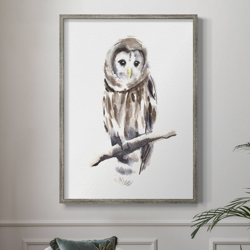 «Barred Owl Impressions I», reproduction encadrée - bois massif, H 11 po x l 9 po
