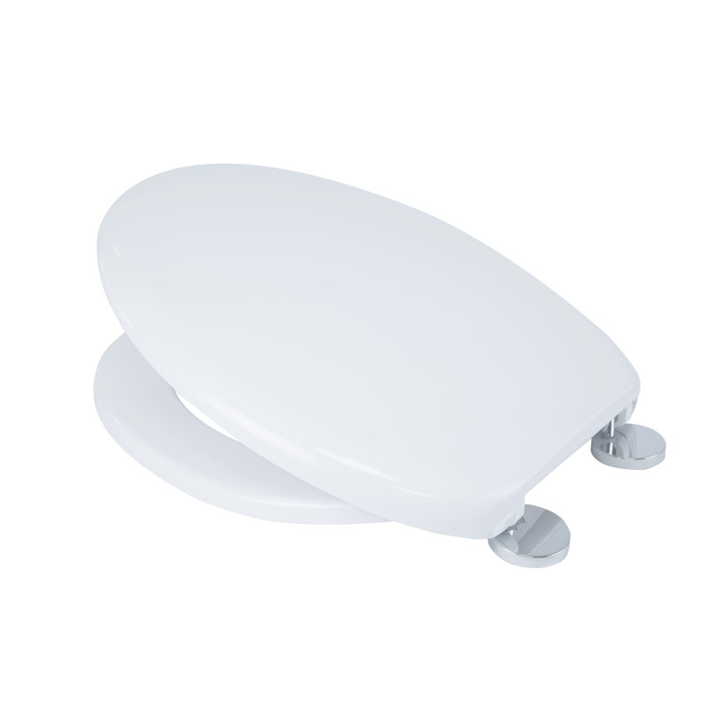 Grasmere Flexi-Fix White Toilet Seat - Adjustable Hinges with Rust Free Chrome Plated Hinge Covers, an Antibacterial Treated Surface and Made From Heavy Duty Thermoset Plastic (White)