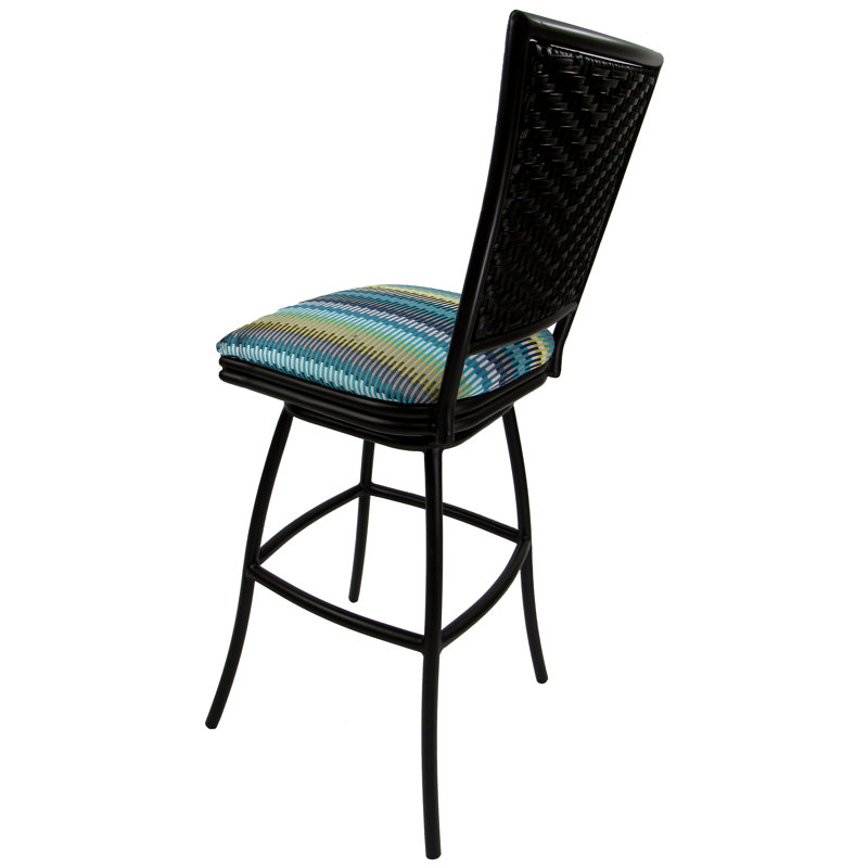 Tabouret 30 "avec coussin Antanea, Bande ensoleillée turquoise