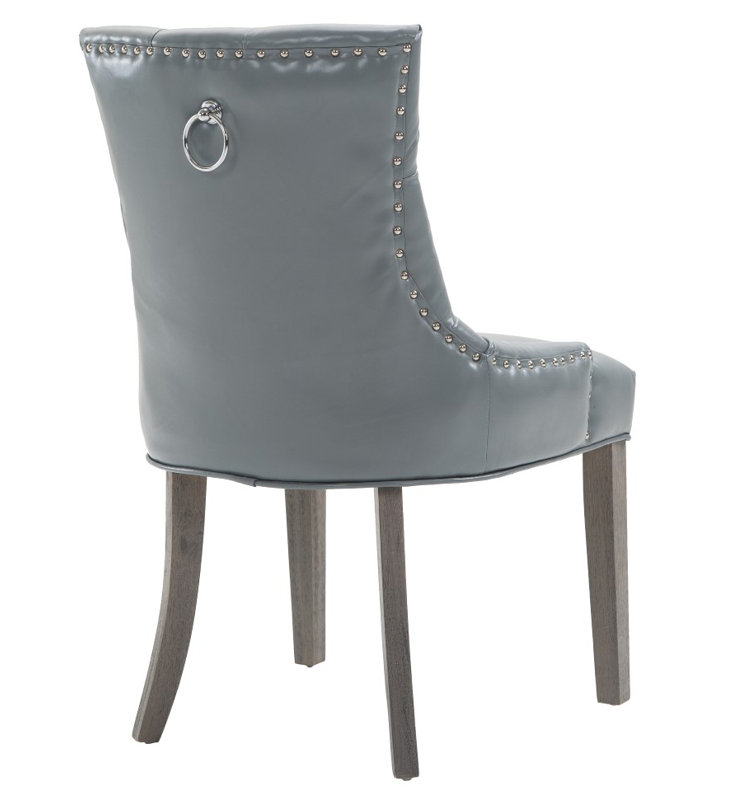 52.71cm H Tufted Polyurethane Upholstered Side Chair in Grey, Grey