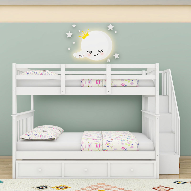 Demiyah Kids Full Over Full Bunk Bed with Drawers, White
