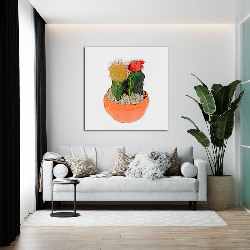 " Potted Cactus 177 ", 36" H x 36" W x 1.5" D