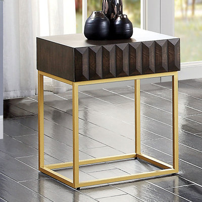 Table d'appoint contemporaine l 18,6 po, noyer / or