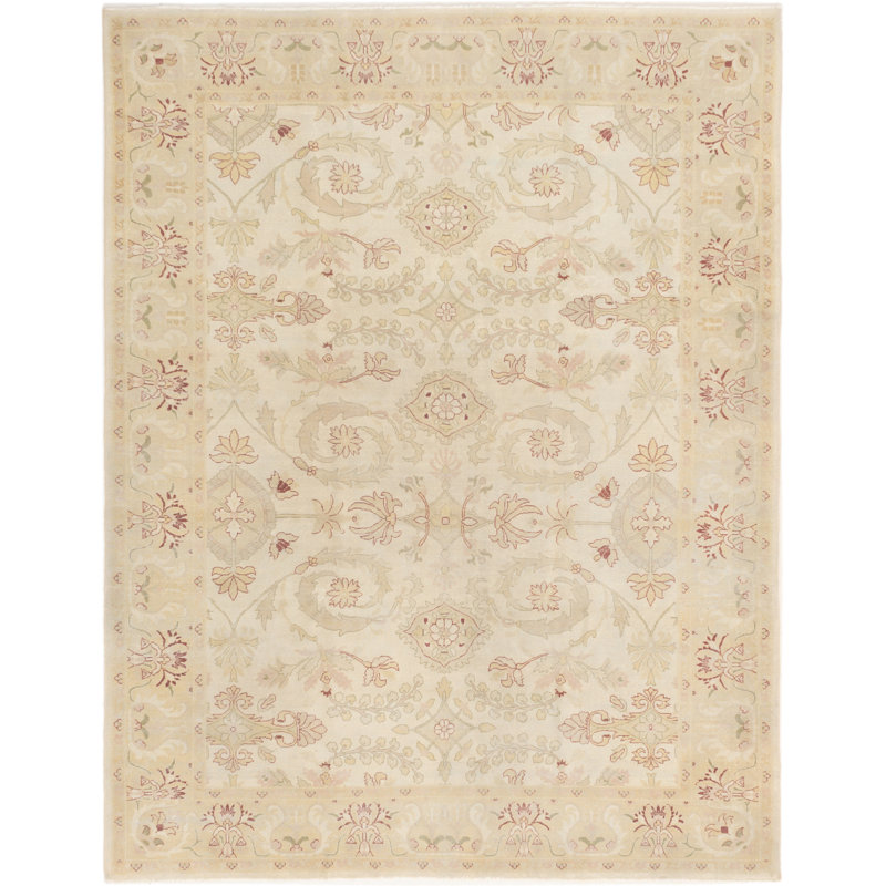 Tapis unique en laine noué à la main style Oushak des années 2010 de 8 pi x 10 pi 1 po beige Caba