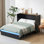 Lit escamotable pleine grandeur avec tiroir de rangement, éclairage DEL intelligent et station de charge intégrée, armoire-lit peu encombrante pour enfants, adultes, noir