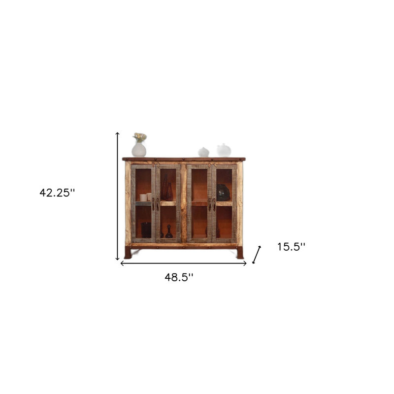 Table buffet 49 "en bois massif et manufacturé brun patiné