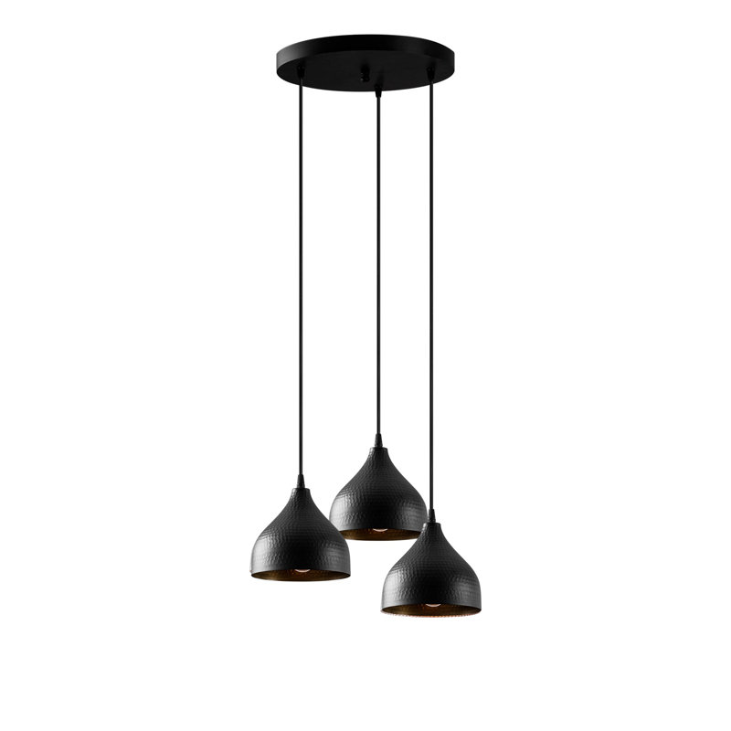 Lustre industriel moderne, structure en métal noir, 16,5 po x 16,5 po | Hauteur réglable 44,9 pouces, 3 x douilles E27 (40 W maximum) | Parfait pour les décors scandinaves et fantaisistes | Luminaire élégant pour la maison et le bureau