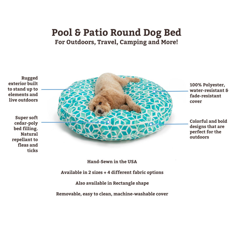 Sea Salt Gray Geometric Medium Round Polyester Dog Bed