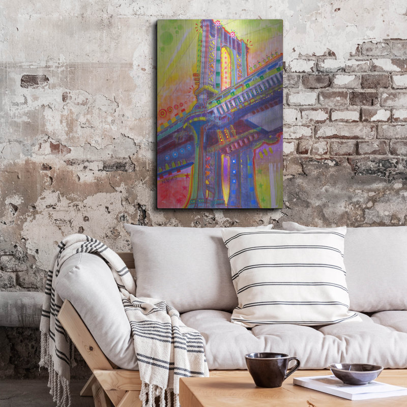 "Manhattan Bridge" par Dean Russo Studios, art mural en métal "par Dean Russo, H 36 po x l 24 po